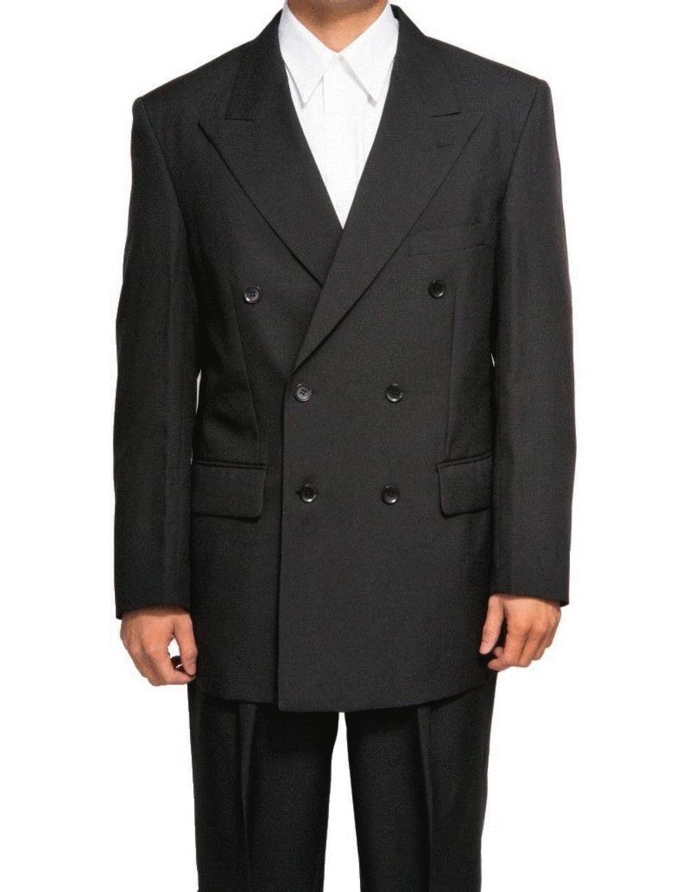 Atlantis Collection - Black Regular Fit Double Breasted 2 Piece Suit Product Image