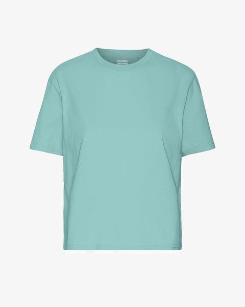 Organic Boxy Crop Tee - Teal Blue Product Image