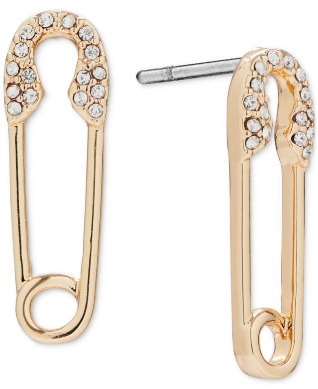 Lucky Brand Gold-Tone Pave Safety Pin Drop Earrings Product Image