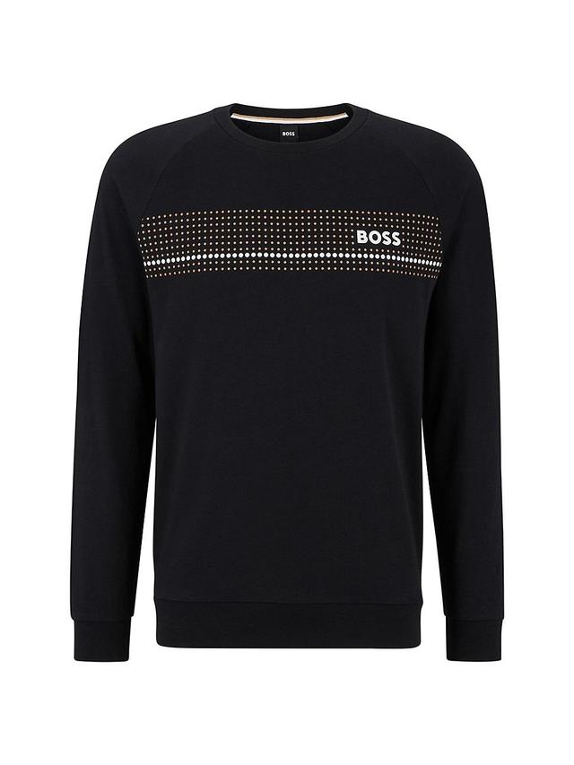 Mens Cotton-terry loungewear sweatshirt with dot stripes and logo Product Image