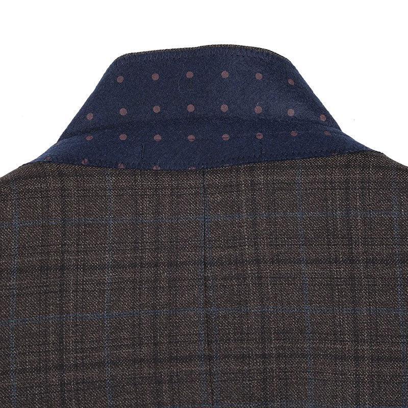 Wool Blend Regular Fit Checked Blazer in Brown Product Image