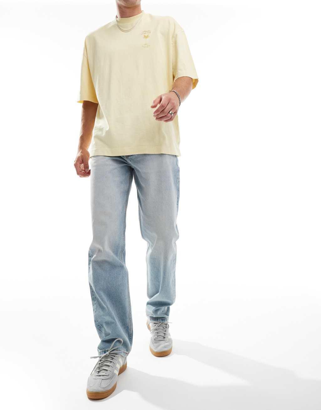 ASOS DESIGN straight jeans in light wash Product Image