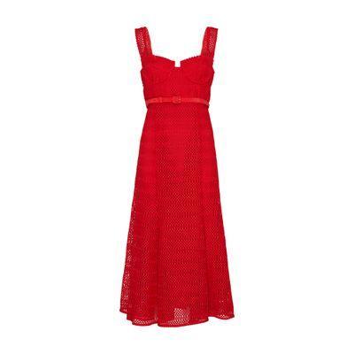 Lattice Lace Midi Dress In Red Product Image