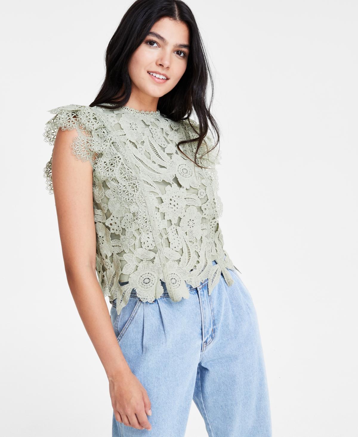 Lucy Paris Womens Heidi Flutter-Sleeve Lace Top Product Image