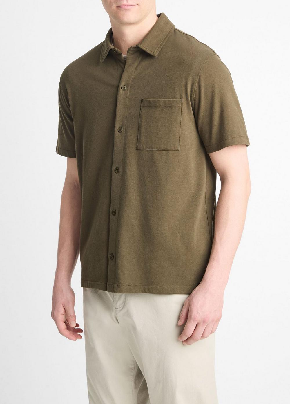 Sueded Cotton Jersey Button-Front Shirt Product Image