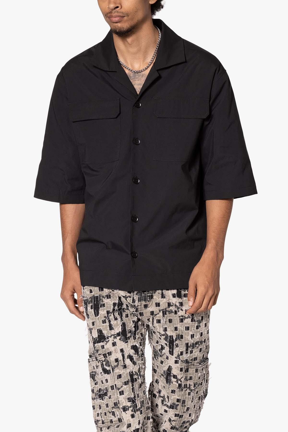 Lined Woven Nylon Shirt - Black Product Image