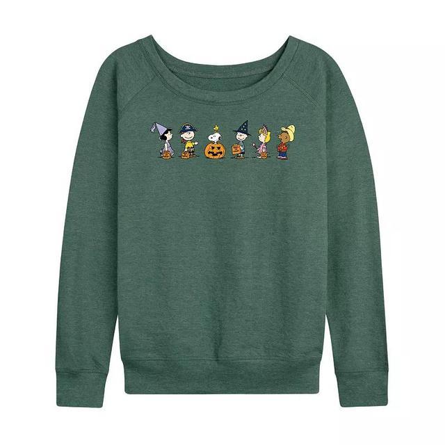 Womens Peanuts Group Trick Or Treat Pullover Grey Green Product Image