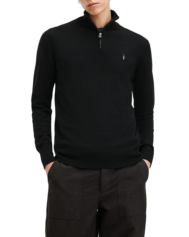 ALLSAINTS Kilburn Zip Funnel Neck Ramskull Sweater In Black Product Image