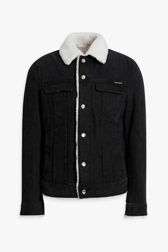 Shearling-lined Denim Jacket In Black Product Image