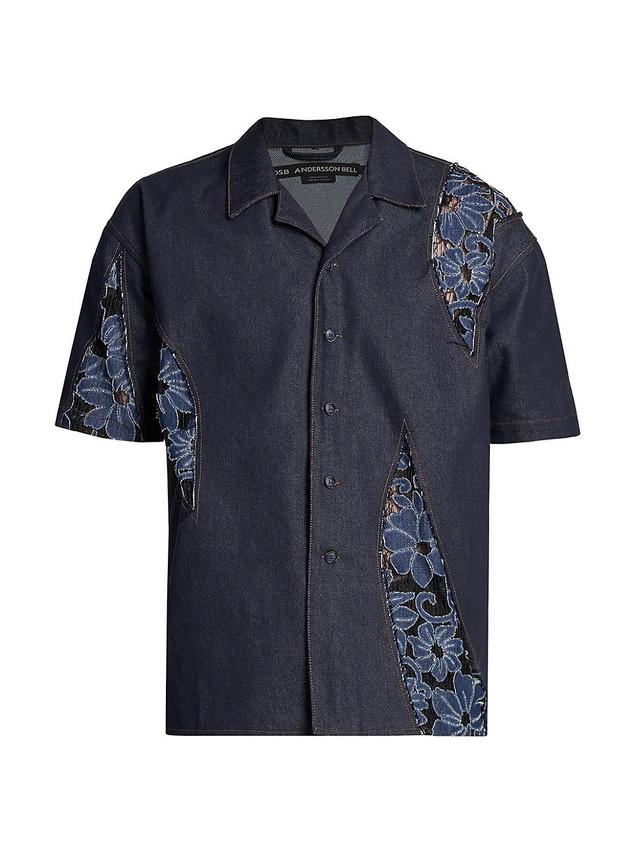 Mens Patchwork Camp Collar Shirt Product Image