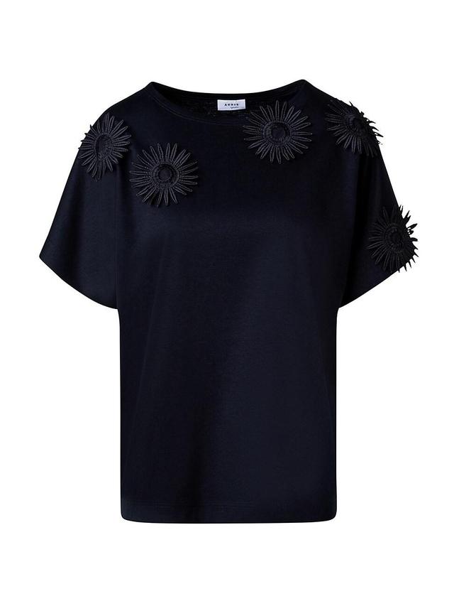 Womens Embroidered Floral T-Shirt Product Image