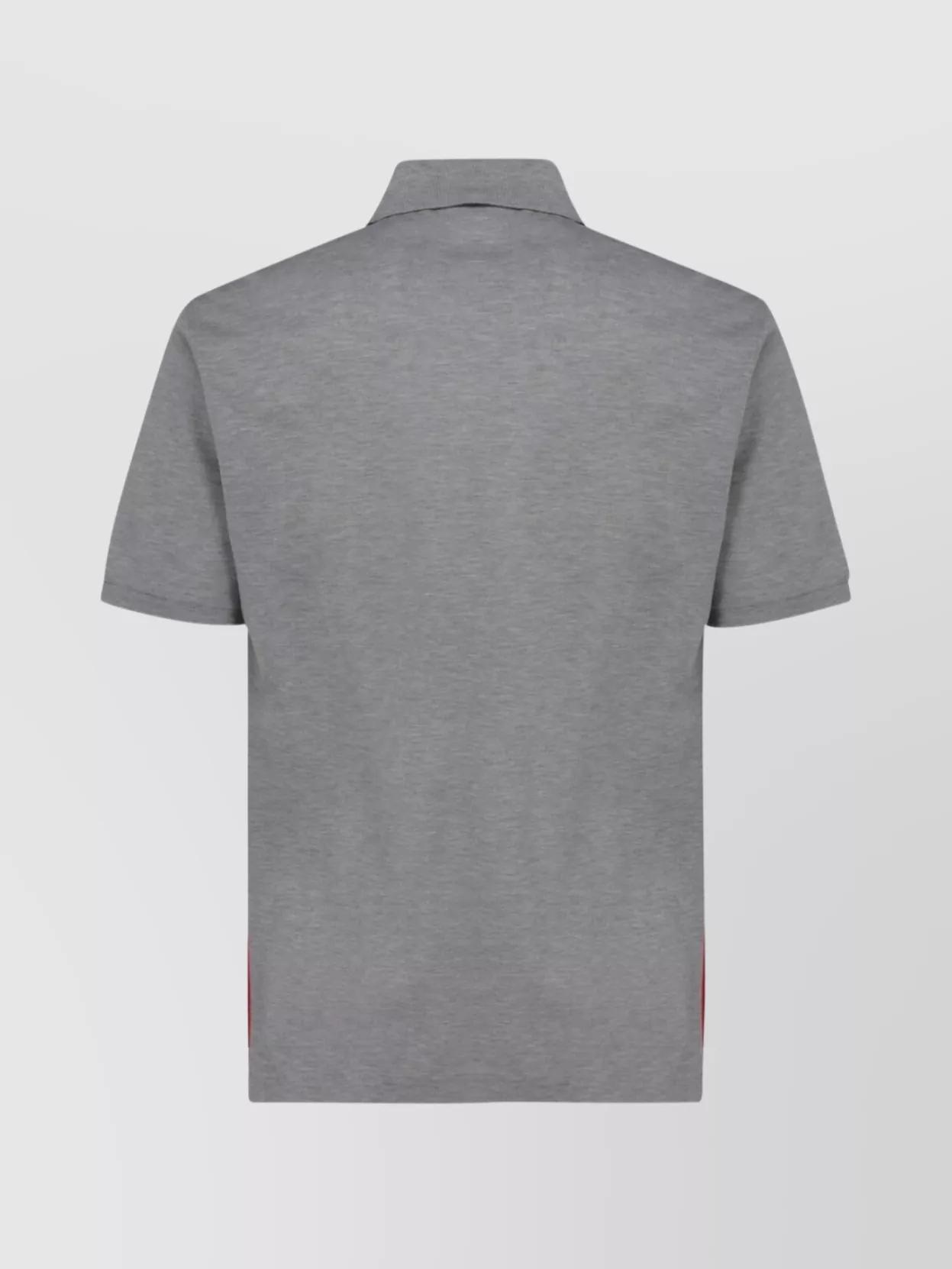 THOM BROWNE Polo Shirt Cotton Chest Pocket In Light Grey Product Image