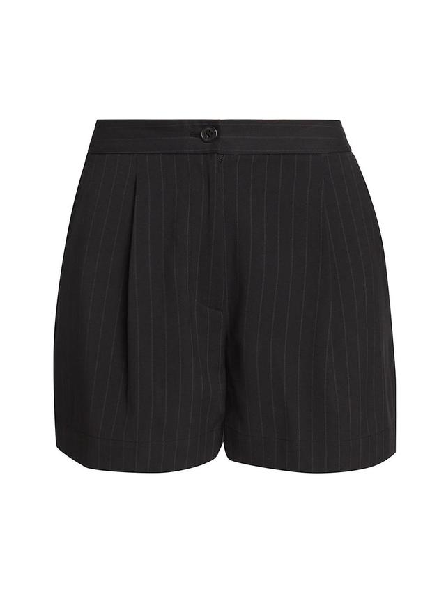 Womens Pleated Twill Pinstriped Shorts Product Image