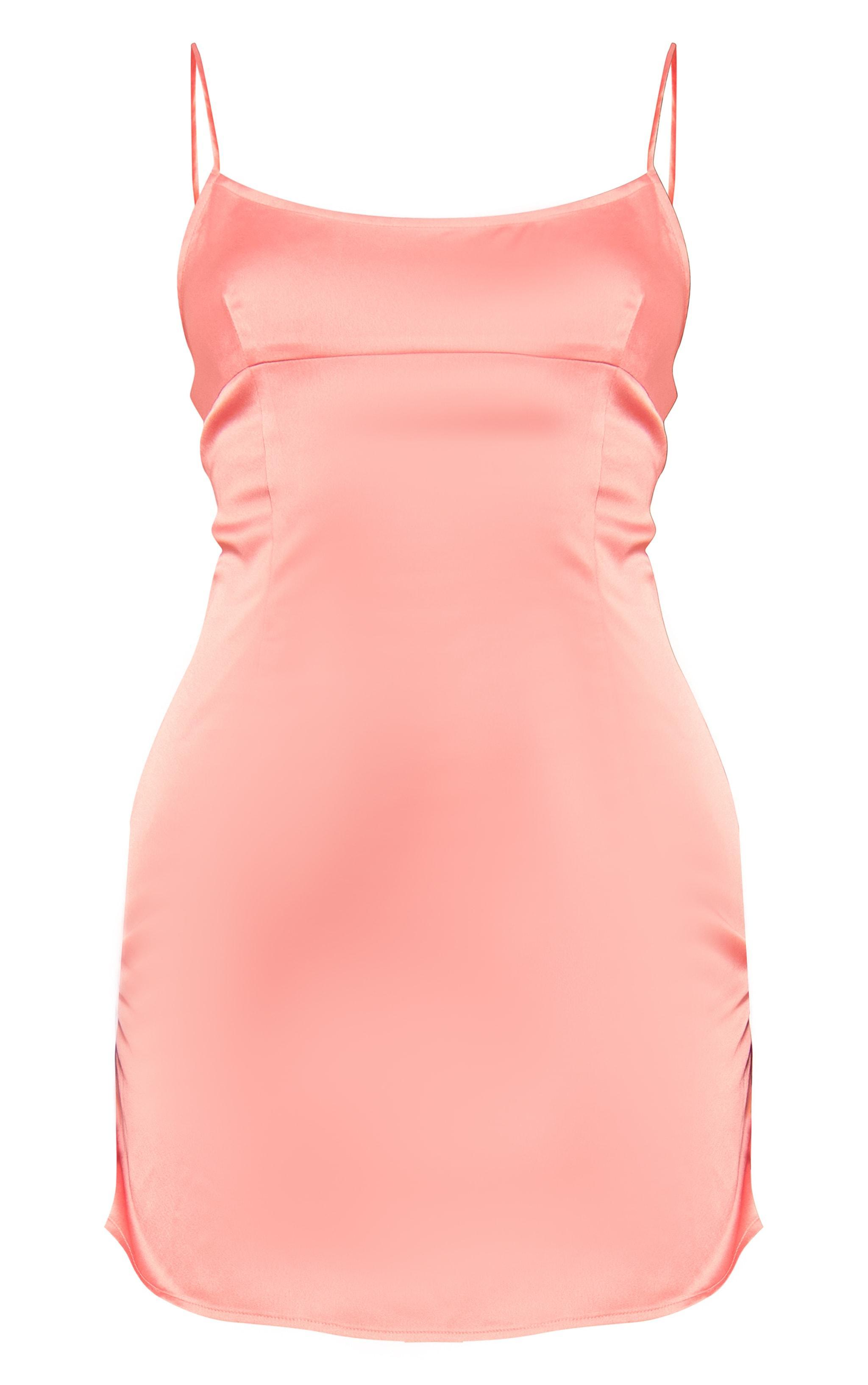 Candy Pink Satin Shift Dress Product Image