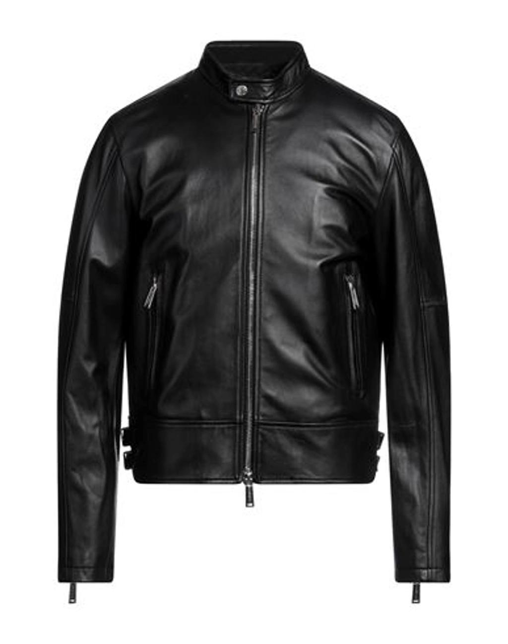 DSQUARED2 Man Jacket Black Size 40 Ovine Leather Product Image