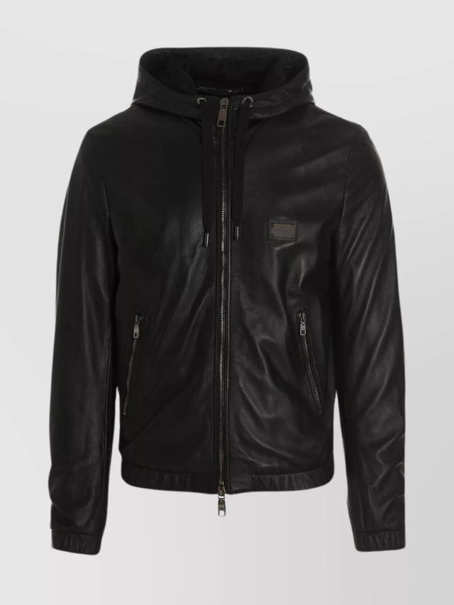 Hooded Jacket With Elastic Cuffs And Hem In Black Product Image