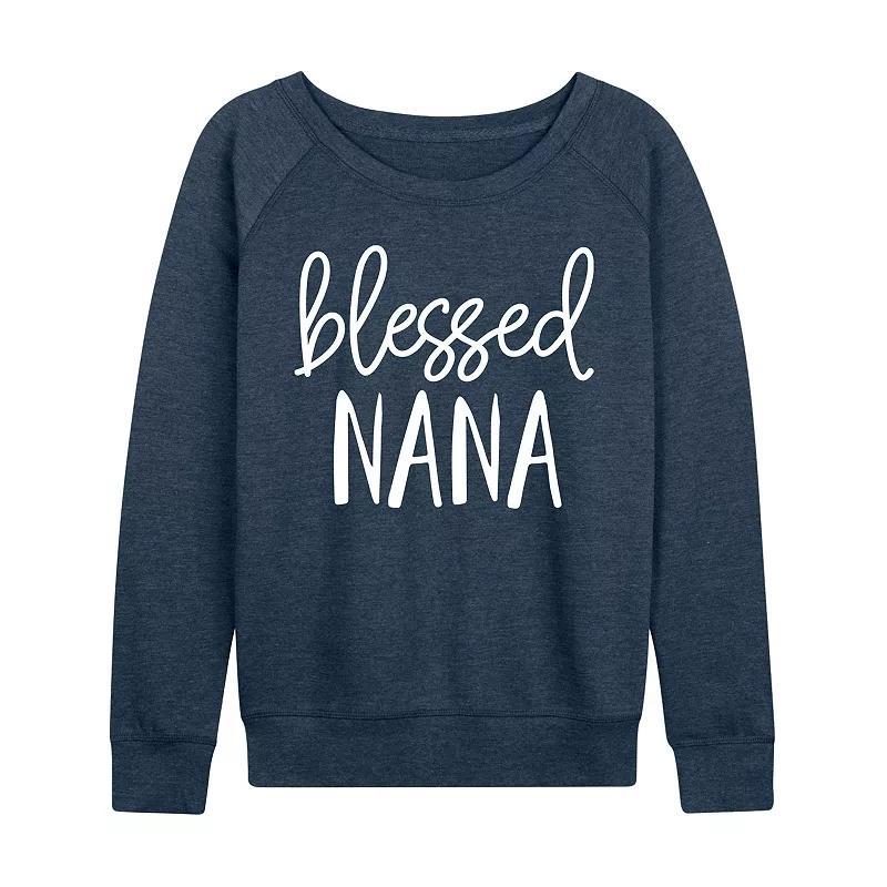 Womens Blessed Nana Slouchy Graphic Sweatshirt, Girls Grey Indigo Product Image