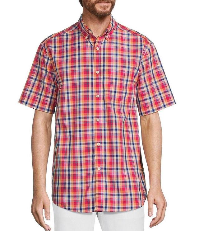 Roundtree & Yorke Short Sleeve Large Plaid Poplin Sport Shirt Product Image