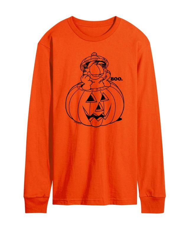 Mens Garfield Boo Pumpkin Long Sleeve Tee, Size: Medium, Orange Product Image