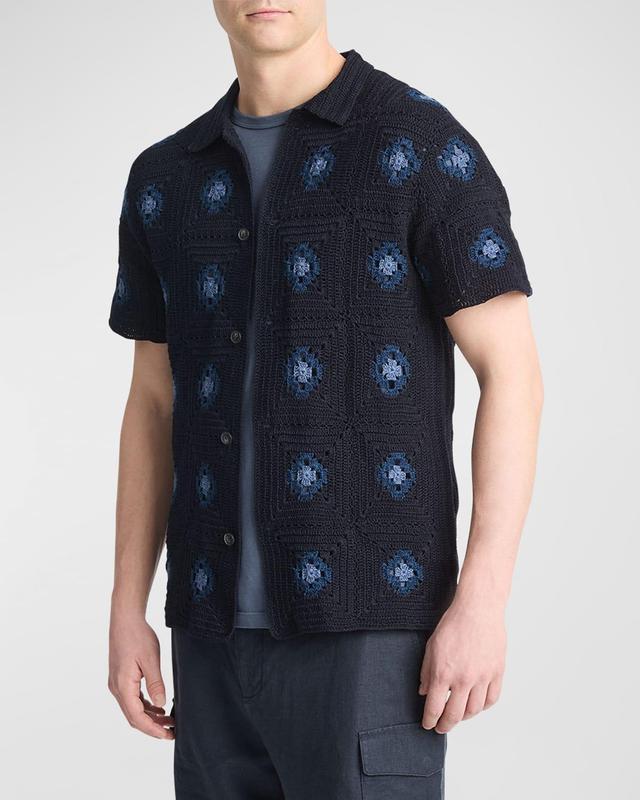 Men's Crochet Button-Down Shirt Product Image