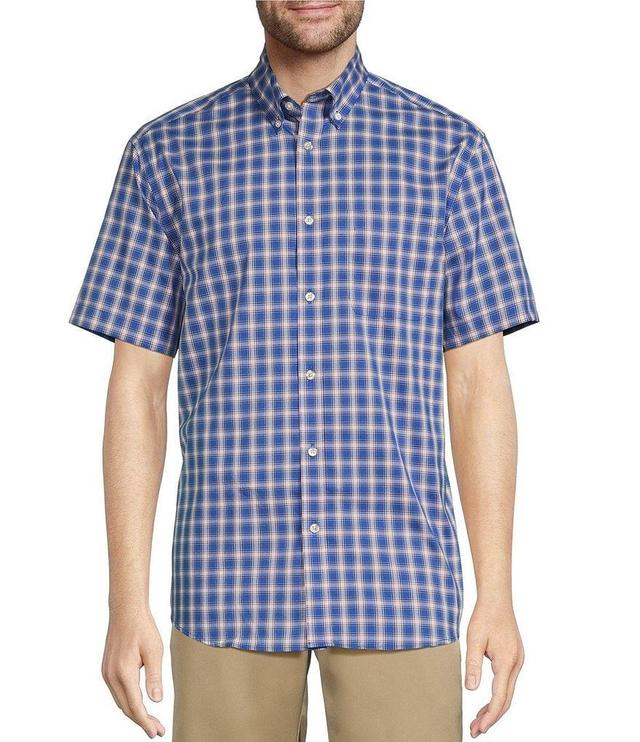 Roundtree & Yorke Big & Tall TravelSmart Easy Care Short Sleeve Medium Plaid Sport Shirt Product Image