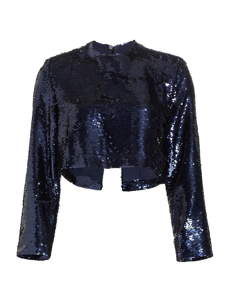 Womens Roll Sequin Cropped Top Product Image