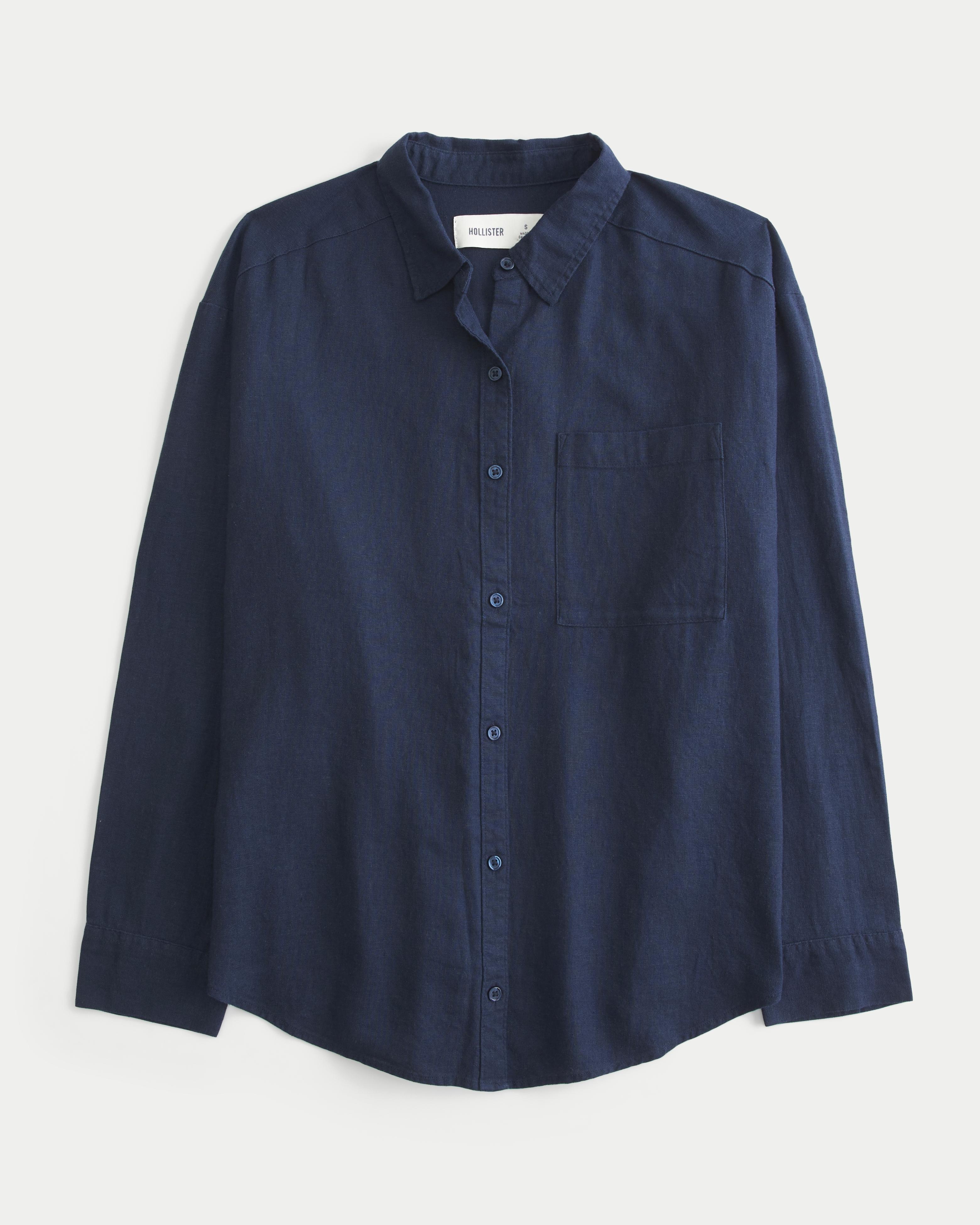 Oversized Linen-Blend Shirt Product Image