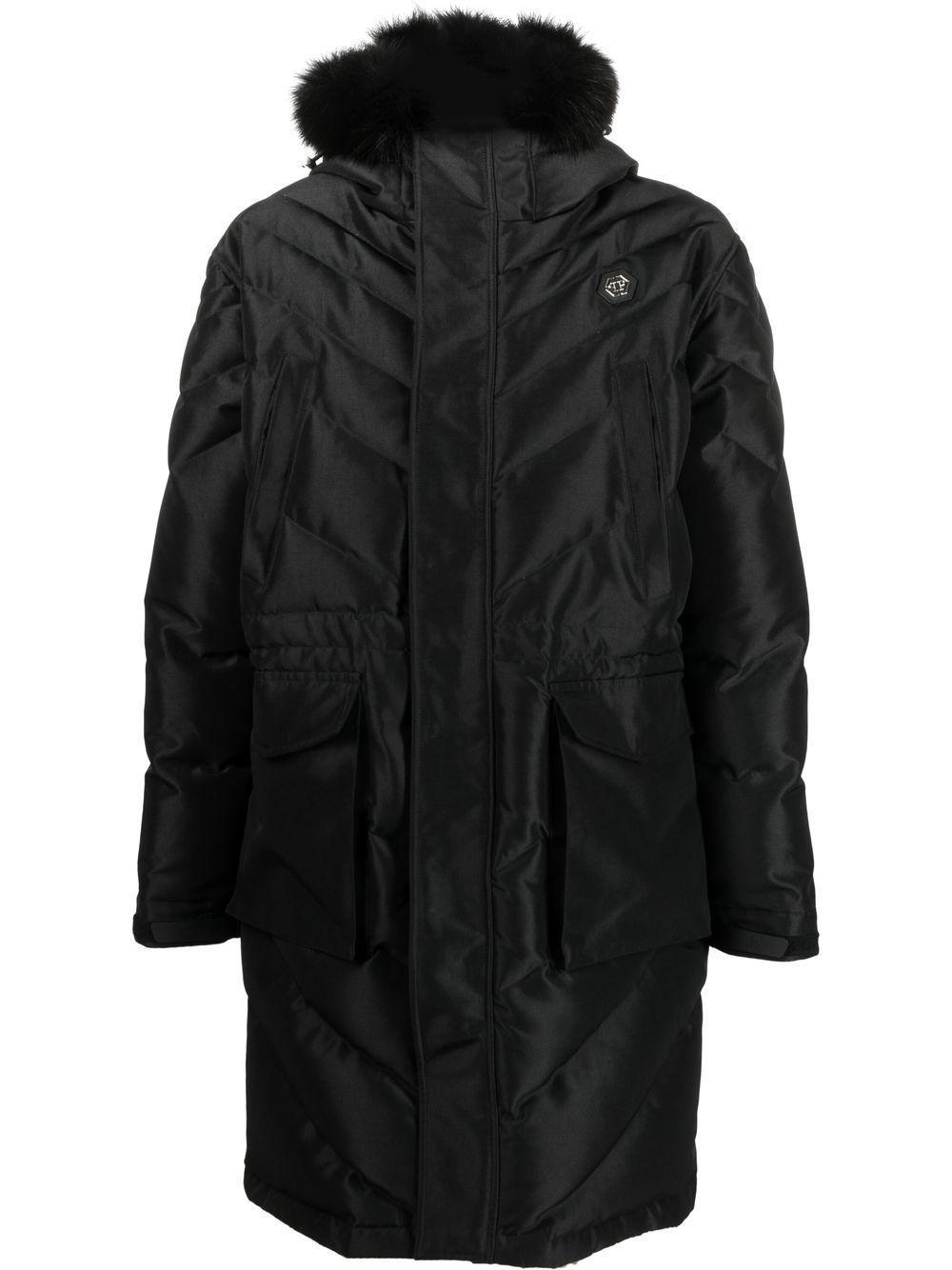 Faux Fur-trim Parka In Black Product Image