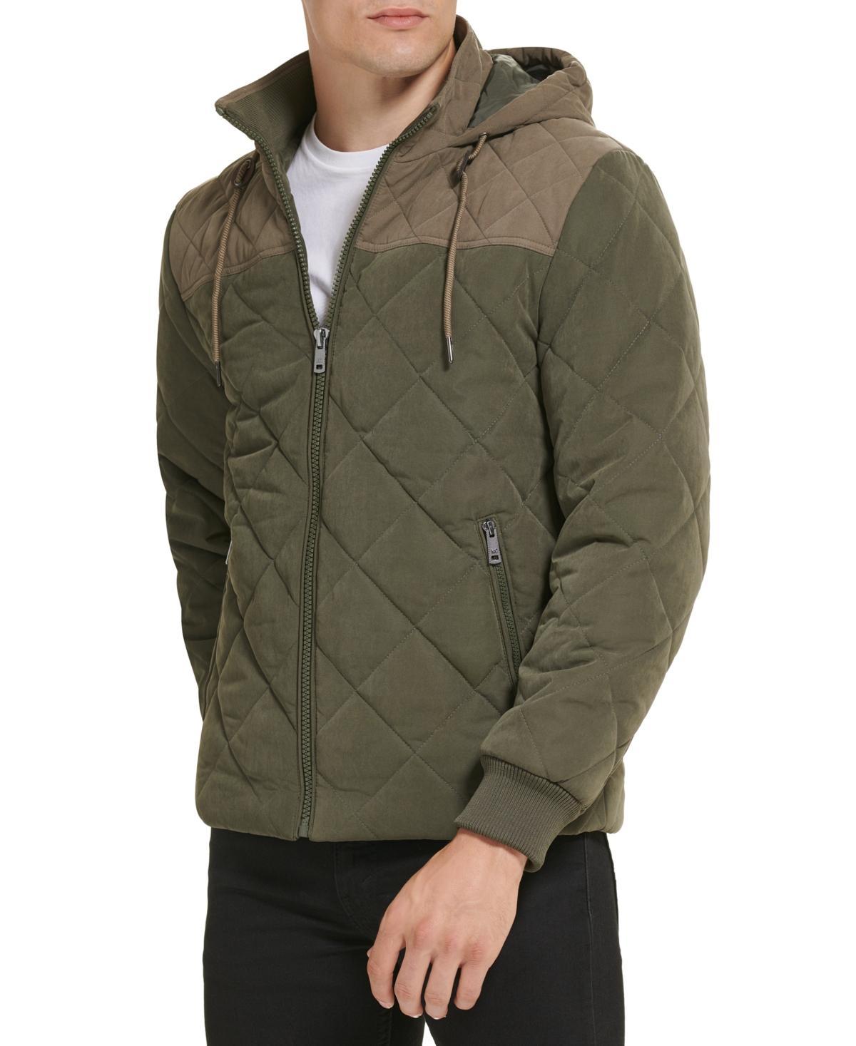 Kenneth Cole Mens Quilted Hooded Puffer Jacket - Olive Product Image