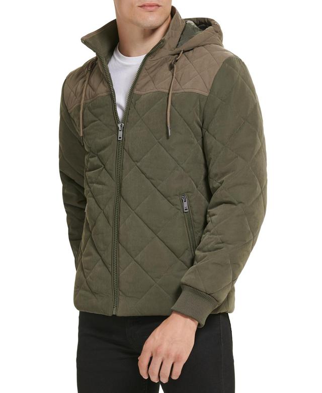 Kenneth Cole Mens Colorblock Hooded Quilted Jacket Product Image