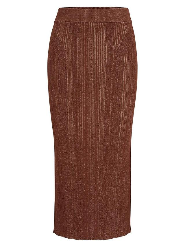 Womens Knitted Pencil Skirt with Ribbed Structure Product Image