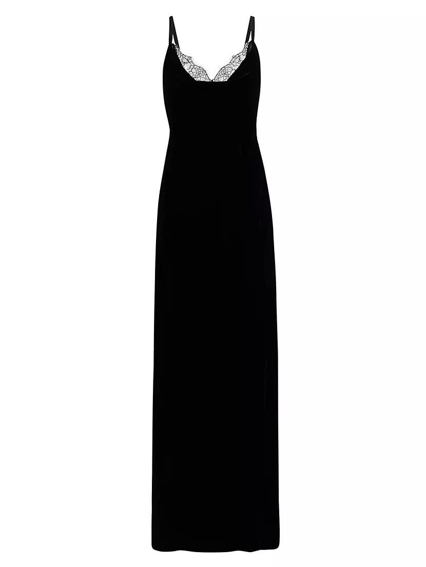 Venice Velvet-Lace Cowlneck Gown Product Image