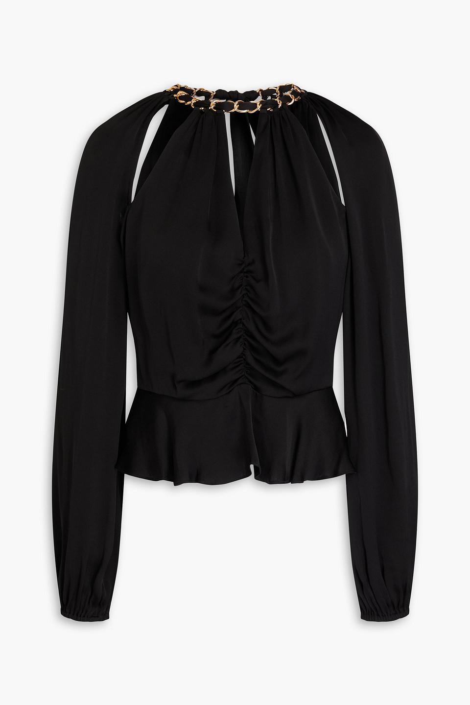 VERONICA BEARD Yulita Chain-embellished Silk-blend Satin Top In Black Product Image