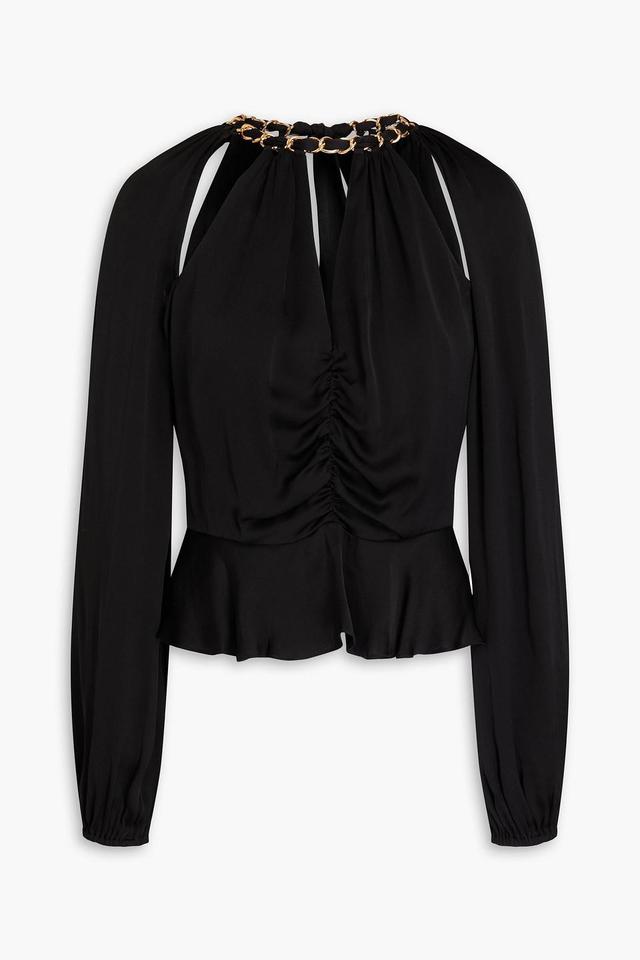 VERONICA BEARD Yulita Chain-embellished Silk-blend Satin Top In Black Product Image