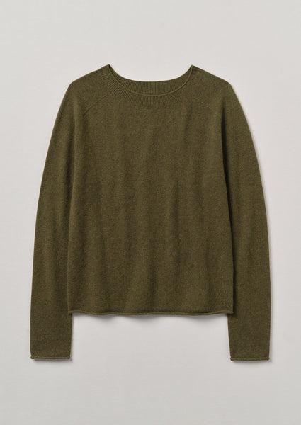 Wool Cashmere Neat Sweater | Olive Product Image