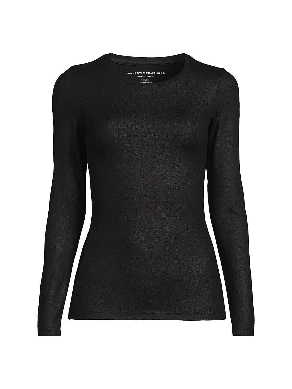 Womens Soft Touch Metallic Crewneck Top Product Image