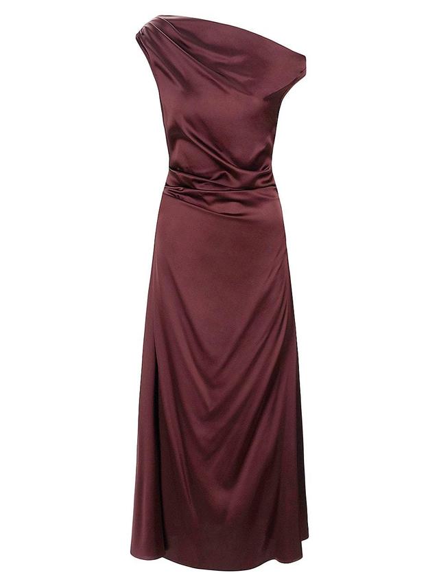 Womens Phare Draped Silk-Blend Midi-Dress Product Image