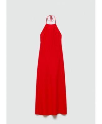 Mango Womens Halter-Neck Linen Dress Product Image