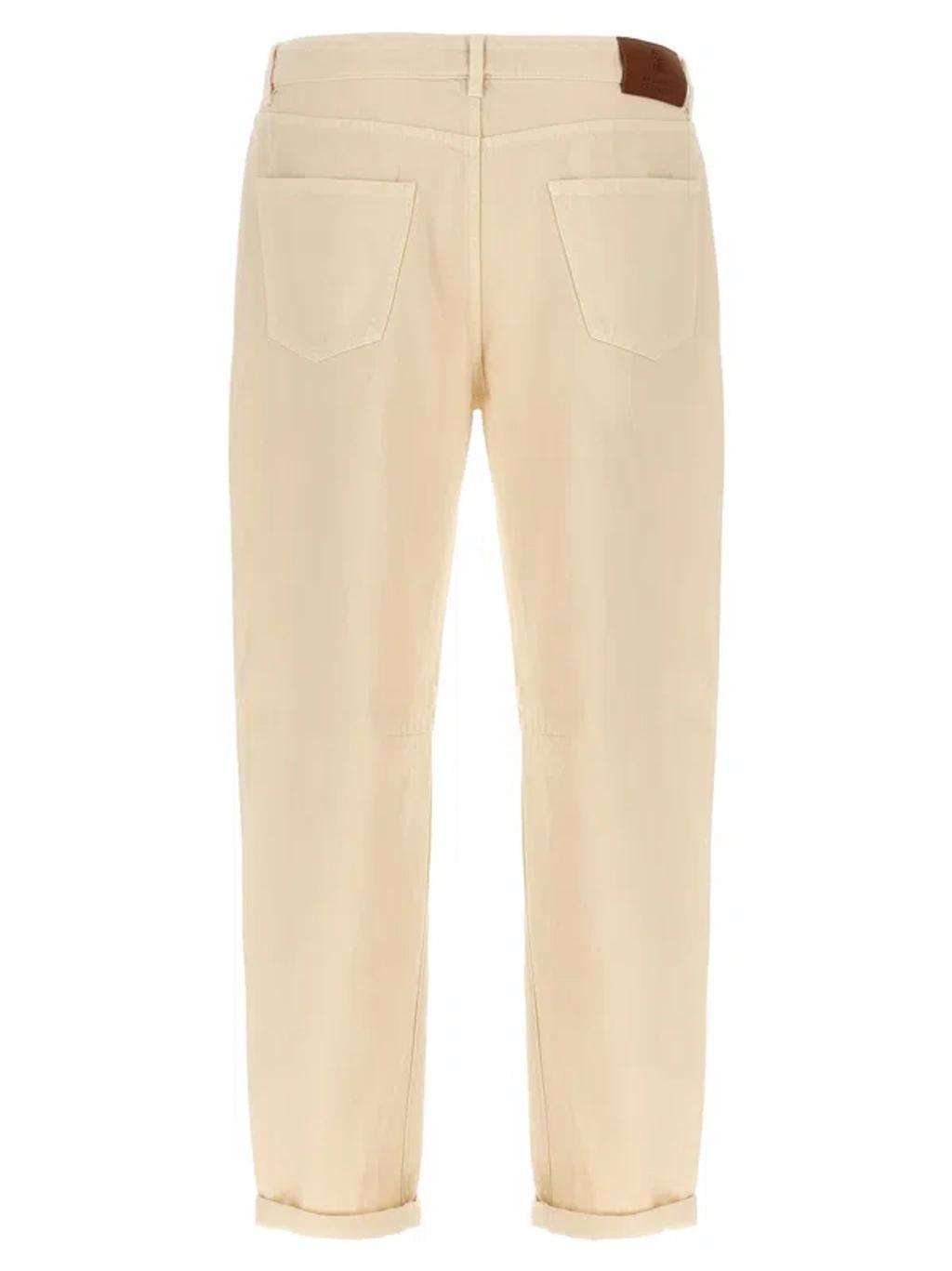 Logo Patch Straight Leg Jeans In White Product Image