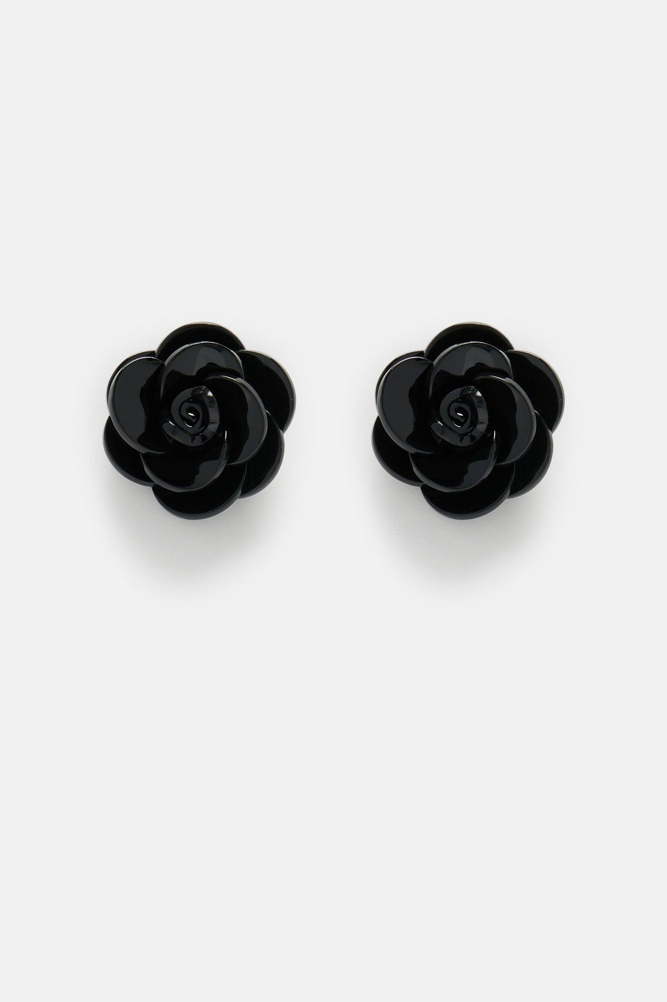 Pretty Pretty Flower Earrings - Black Product Image