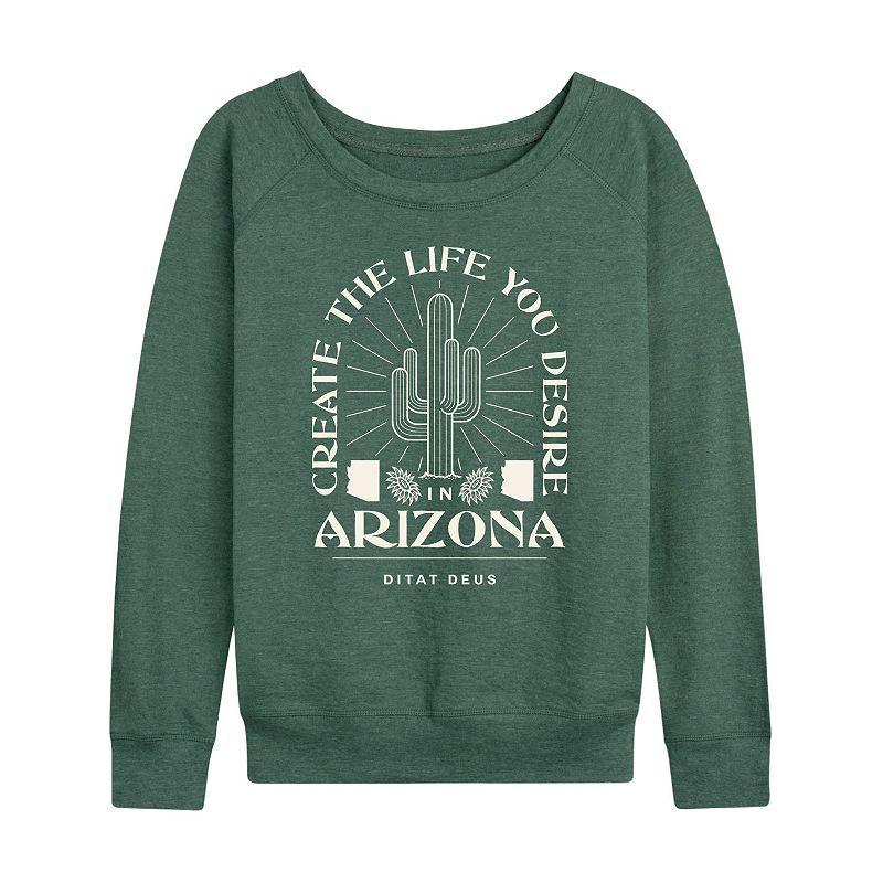 Womens Create Life Arizona Slouchy Graphic Sweatshirt, Girls Grey Green Product Image