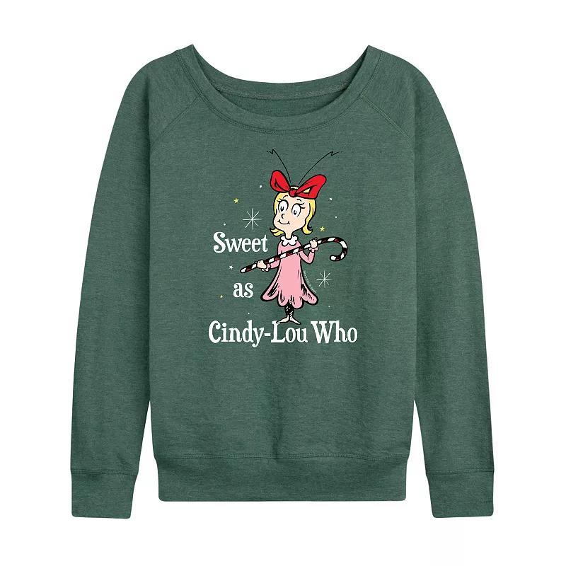 Womens Dr. Seuss The Grinch Cindy Lou Who Lightweight French Terry Sweatshirt, Girls Grey Indigo Product Image