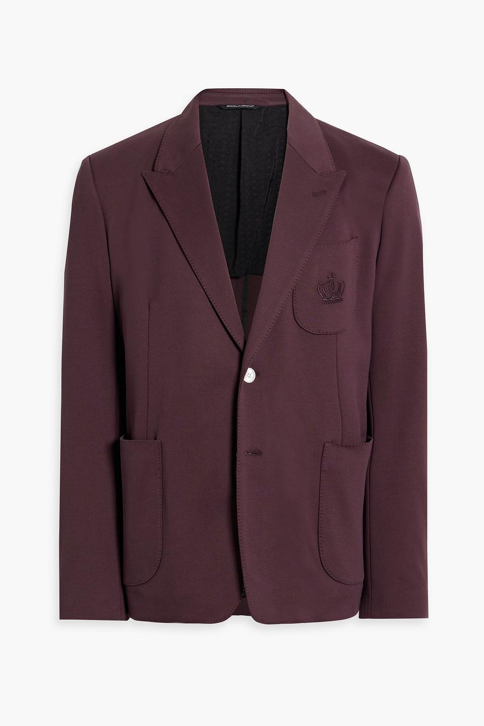 Embroidered Cotton-blend Twill Blazer In Grape Product Image