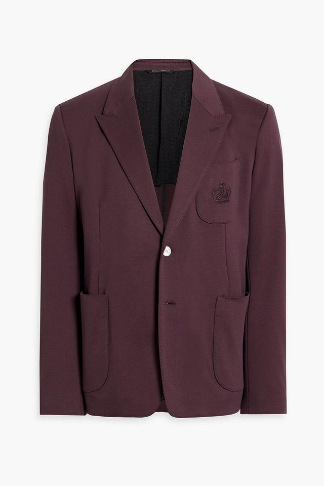 Embroidered Cotton-blend Twill Blazer In Grape Product Image