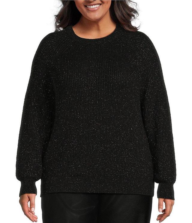 Dex Clothing Plus Long Sleeve Shimmer Oversized Sweater Product Image