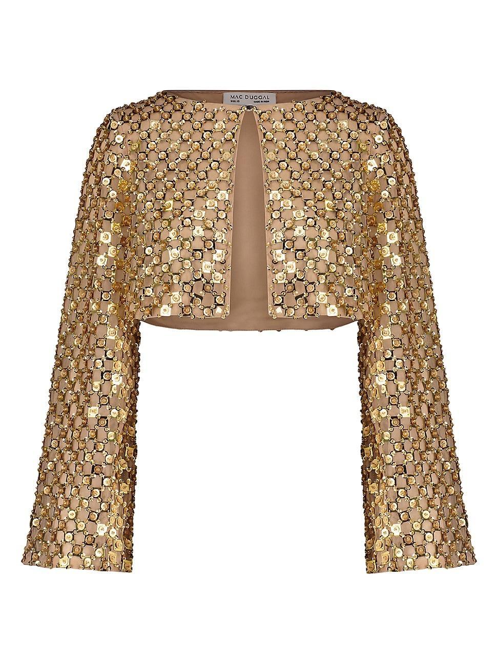 Womens Embellished Georgette Crop Cardigan Product Image