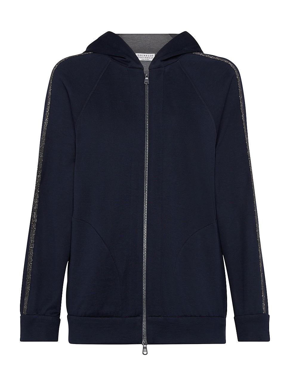 Womens Cotton and Silk Interlock Hooded Sweatshirt Product Image