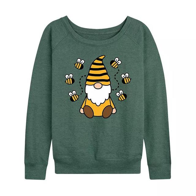 Womens Bee Gnome Slouchy Graphic Sweatshirt Grey Green Product Image