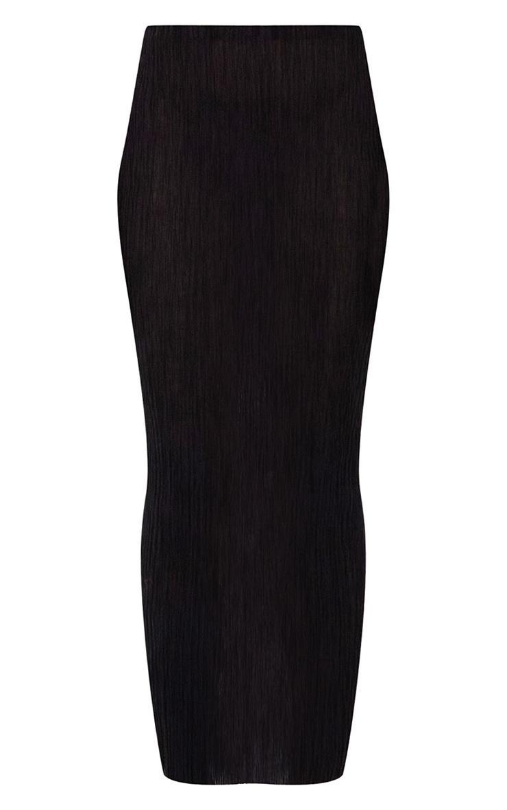 Black Sheer Knit Low Rise Maxi Skirt Product Image