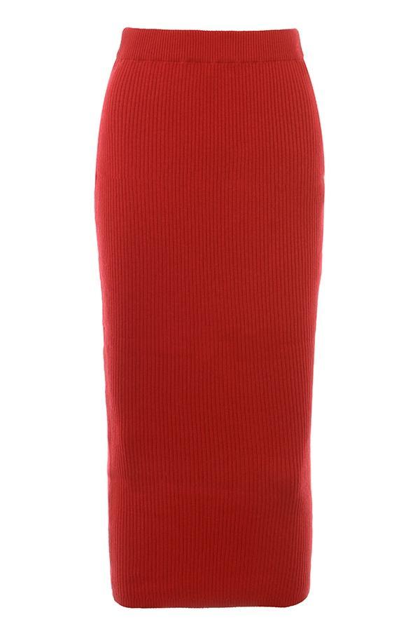 Lourdes Scarlet Cashmere Blend Maxi Skirt Product Image